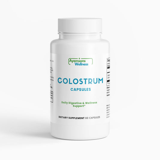 Ayemsons Wellness Colostrum Capsules – 500mg Bovine Colostrum with 30% IgG – Digestive & Daily Wellness Support – 60 Capsules